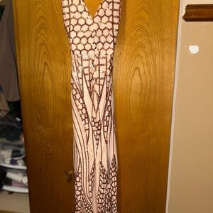 Windsor Brown and Cream Backless Dress